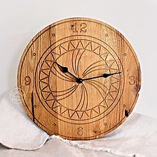 Hodiny - Drevené hodiny s apotropajným vzorom I. (natur) - 14659592_