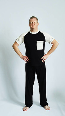 Pánske oblečenie - Pyžamo biobavlna dlhé nohavice a tričko - 14659211_