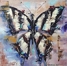 Obrazy - Obraz "Motýľ" - olejomaľba, 40x40 cm, plátno - 14658969_