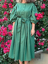 Šaty - Ľanové zelené šaty Beth - 14660425_
