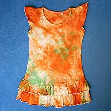 Detské oblečenie - Dívčí bílo-oranžové batikované šaty 3/4 (13404608) - 14659149_