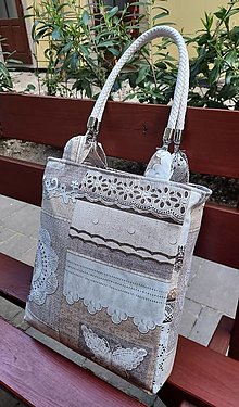 Veľké tašky - Taška ,,motív srdiečka,čipka a madeira" - 14661594_