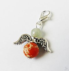 Náhrdelníky - rívesok na VARIA náramok - anjelik z liečivého kameňa (Oranžová) - 14661967_