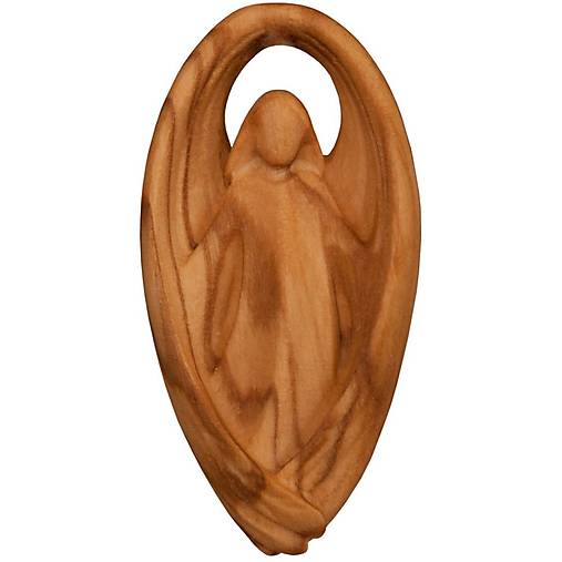Amulet Strážny Anjel - olivové drevo (4cm - Hnedá)
