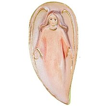 Sochy - Drevený Amulet Strážny Anjel (6cm - Pestrofarebná) - 14661015_