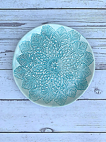 Nádoby - Keramický tanier (Tyrkysová svetlá) - 14662082_