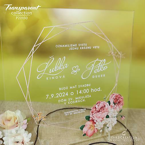 Transparentné svadobné oznámenie P20150