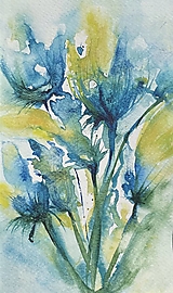 Obrazy - Modrožlté kvety, Fine art print - 14663528_