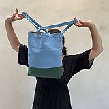 Veľké tašky - Tote taška, nebeská modrá a tmavozelená - 14665011_