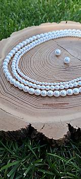 Sady šperkov - Set - perlový náhrdelník trojradový a náušnice - 14667283_