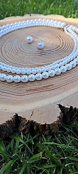 Sady šperkov - Set - perlový náhrdelník trojradový a náušnice - 14667285_