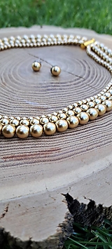 Sady šperkov - Set - perlový náhrdelník trojradový a náušnice - 14667289_