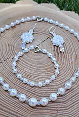Sady šperkov - Biely set- náhrdelník, náramok a náušnice - 14667343_