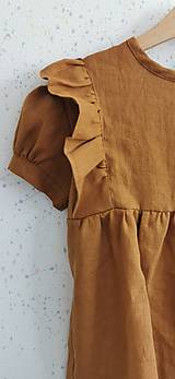 Detské oblečenie - Lastovička - detské ľanové šaty s krátkymi puff rukávikmi - 14666543_