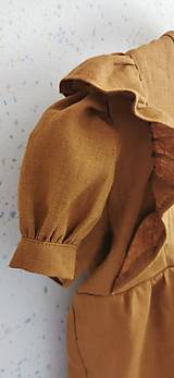 Detské oblečenie - Lastovička - detské ľanové šaty s krátkymi puff rukávikmi - 14666544_