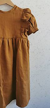 Detské oblečenie - Lastovička - detské ľanové šaty s krátkymi puff rukávikmi (prašná modrozelená) - 14666548_