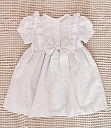 Detské oblečenie - Lastovička - detské ľanové šaty s krátkymi puff rukávikmi (madeira) - 14666566_