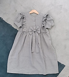 Detské oblečenie - Lastovička - detské ľanové šaty s krátkymi puff rukávikmi (iná zo vzorkovníka) - 14666570_