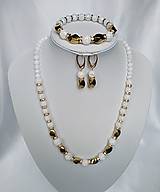 Sady šperkov - Svadobná luxusná súprava krištáľ a zlatý hematit - 14666787_