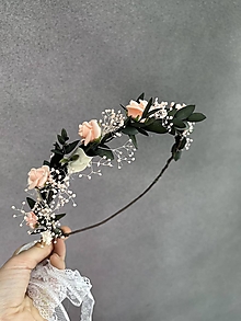 Ozdoby do vlasov - Kvetinový venček "verše z lupienkov ruží" - na stranu - 14671657_