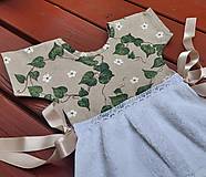 Úžitkový textil - Dekoračný uterák zelené listy na režnej - 14674576_