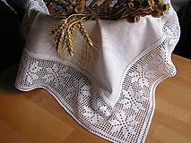 Úžitkový textil - Biele ľanové prestieranie s hviezdičkovým lemom - 14674240_