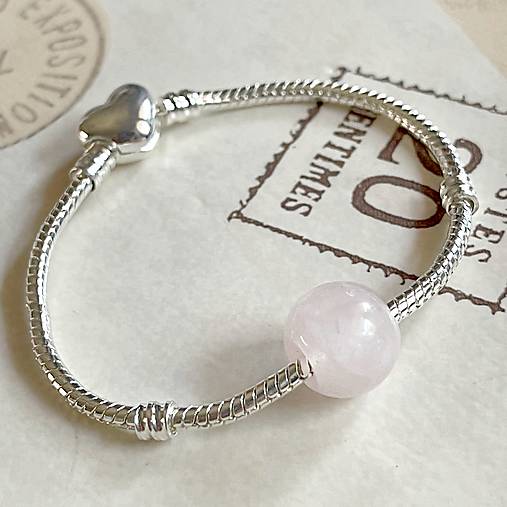 Rose Quartz European Style Silver Bracelet / Náramok s ruženínom