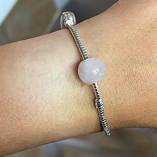 Rose Quartz European Style Silver Bracelet / Náramok s ruženínom