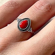 Prstene - Red Coral AG925 Ring / Elegantný prsteň s koralom strieborný AG925 - 14672505_