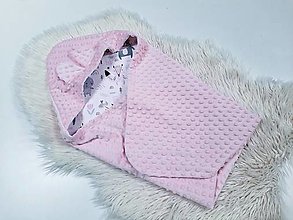 Detský textil - Minky deka do vajíčka sivo-ružové zvieratká + minky - 14673157_