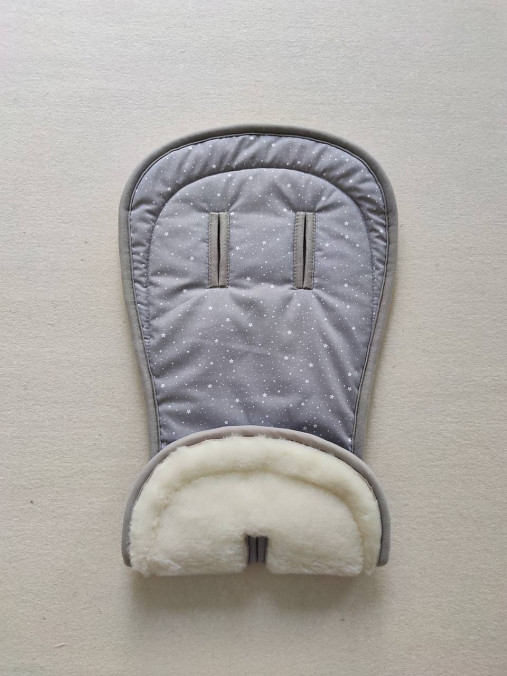 Detský textil - VLNIENKA  podložka do kočíka Firkon Swing 100% Merino top super wash Natural Hviezdička šedá - 14673330_