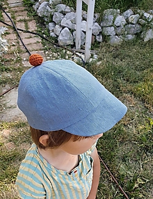 Detské čiapky - Detská šiltovka ľan - 14674218_