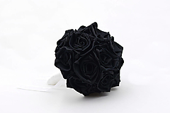 Kytice pre nevestu - Saténová kytica svadobná čierna ruže - 14673261_