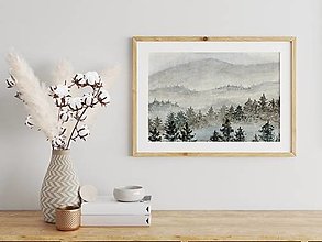 Kresby - Plagát| Akvarel| Krajina-hory a les - 14672465_