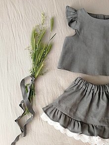 Detské oblečenie - Ľanový set sukňa a top - 14674475_