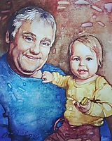 Obrazy - Hrdý dedo- portrét na želanie - 14676049_