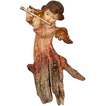 Sochy - Vítajúci anjel s flautou koreňová socha - 14675479_