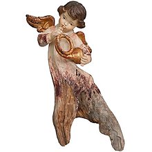 Sochy - Vítajúci anjel s trombónom koreňová socha - 14675592_