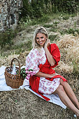 Šaty - Zavinovacie folklórne šaty  (Červená) - 14675638_