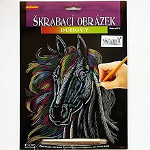 Iný materiál - Škrabací obrázok, 20x25 cm  (dúhový, kôň - hriva) - 14677699_