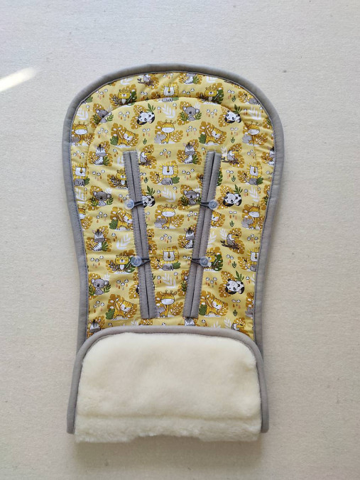 Detský textil - VLNIENKA Podložka do kočíka Britax Römer Smile 3 100 % MERINO Top super wash Natural Safari žlté - 14678693_
