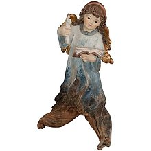 Sochy - Alpský anjel s knihou a sviečkou koreňová socha - 14677638_