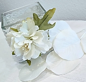 Svietidlá a sviečky - Svietnik sklenený biela ruža - 14678818_
