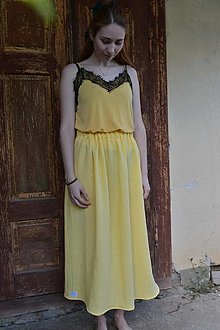 Sukne - Mušelínová sukňa Žltá - 14678521_