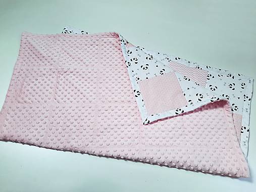 Ružovo patchworková deka s pandami 115*95cm
