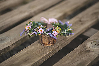Ozdoby do vlasov - Kvetinový venček z lúčnych kvetov s levanduľou a sedmikráskami - 14679948_