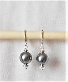 Náušnice - Riečne perly - náušnice (12 mm šedo-strieborná) - 14682314_