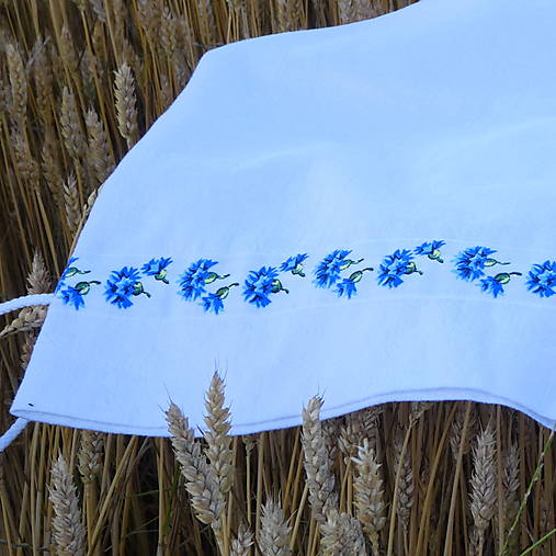 Úžitkový textil - Ľanový chlebník biely Nevädza - 14683154_