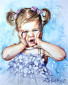 Obrazy - Akvarelový obraz na želanie - detský portrét - 14683876_