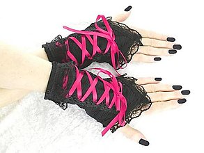 Rukavice - Bezprsté čierné gothic rukavice, goth rukavičky  0991 - 14685929_
